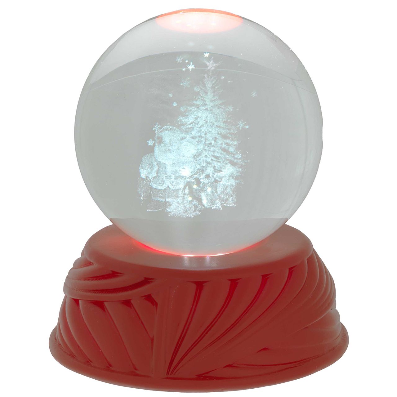 SFERA IN CRISTALLO D. 8 SU BASE ROSSA CON LED - ALBERO